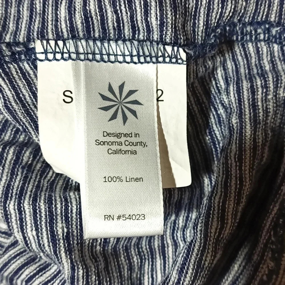 Linen Athleta  3/4 length sleeves striped navy white XS - Picture 4 of 8
